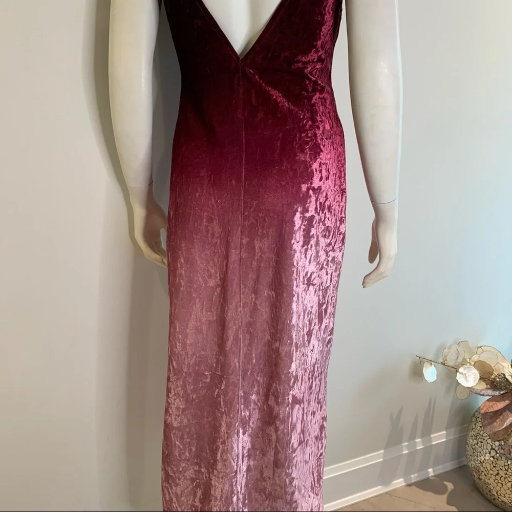 Sunset Skyline Burgundy Ombré Velvet Dress - Picture 6 of 8